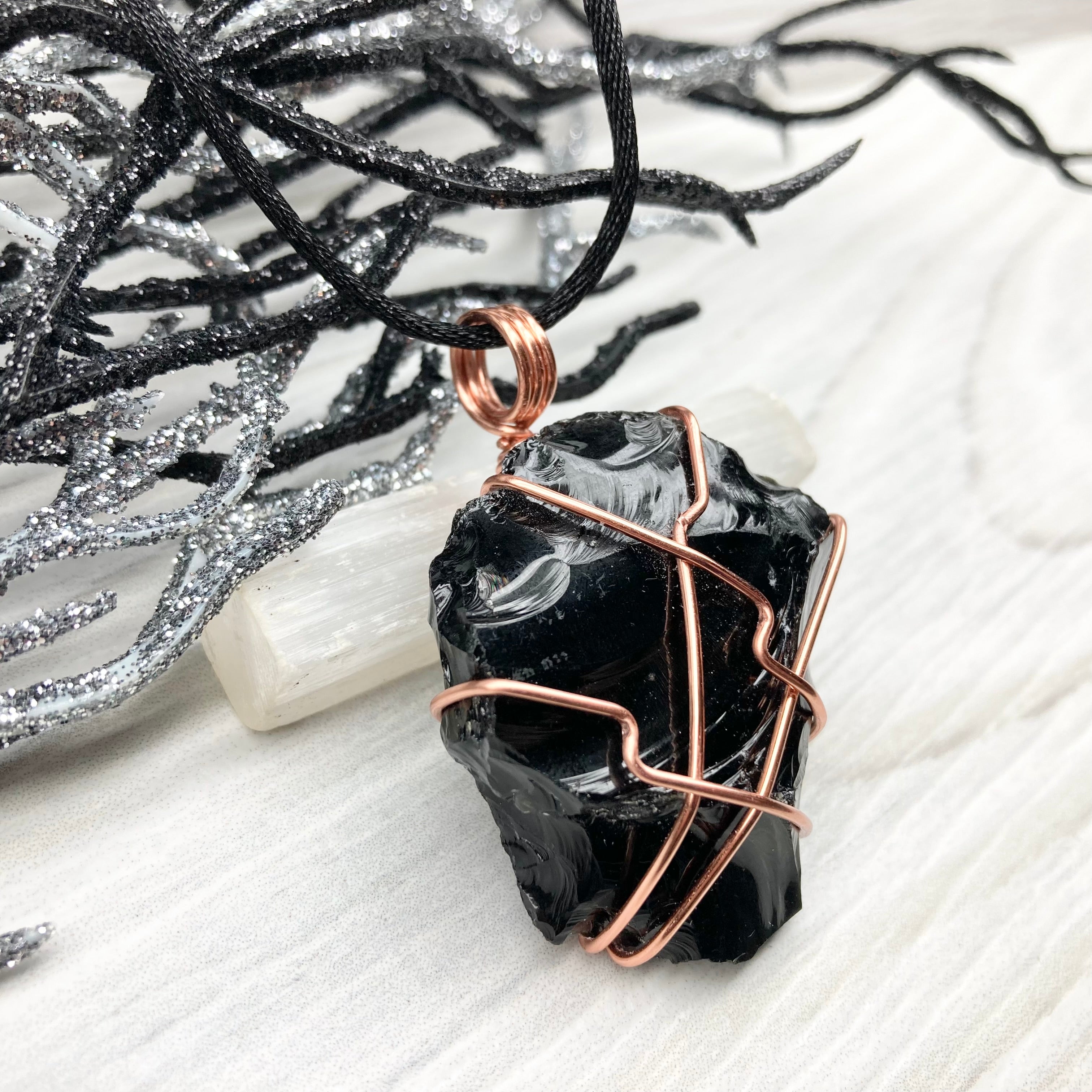 Black Obsidian Crystal Necklace - Protection & Joy – MindfulSouls