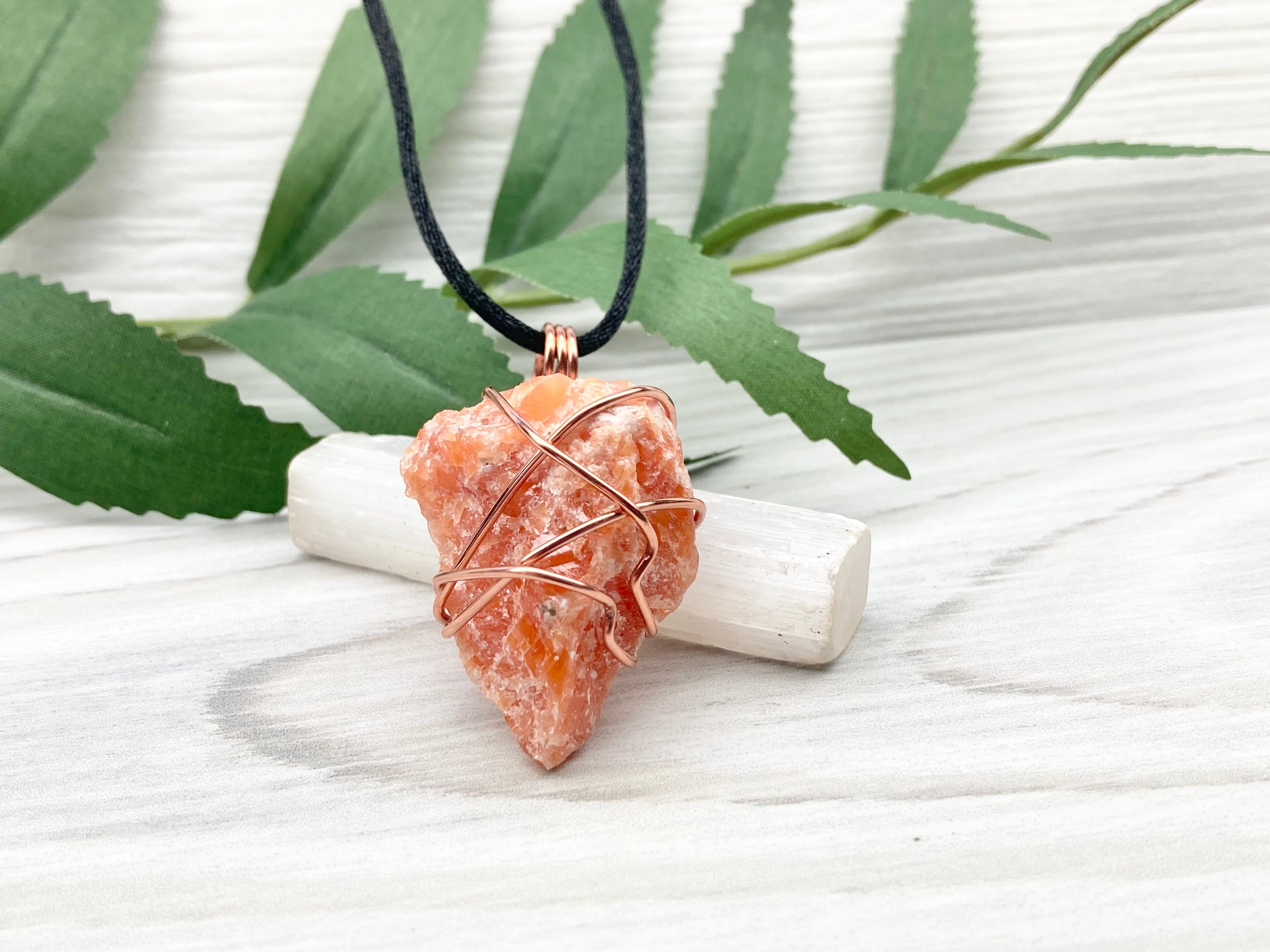 Orange calcite deals pendant