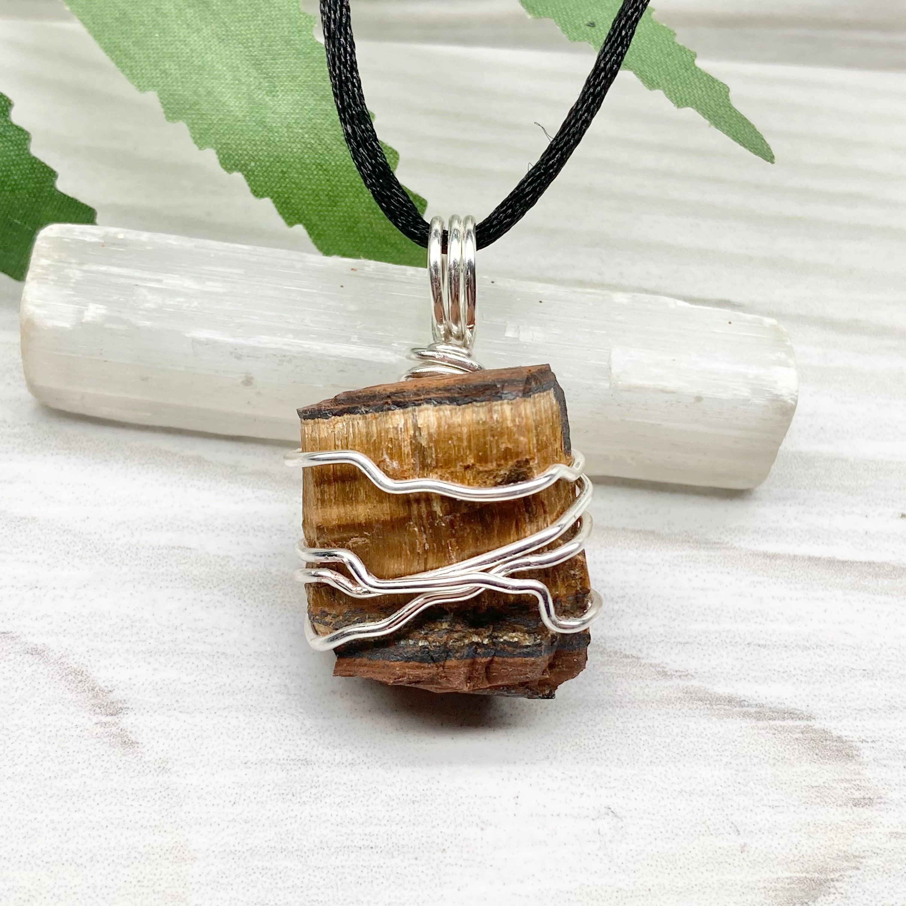 Tiger Eye Necklace. 304 Surgical Stainless Steel Chain. Raw cut Tiger Eye slab good pendant.