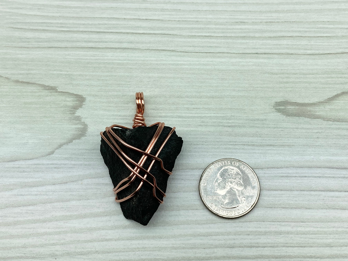 Raw Black Agate necklace. Copper Wire Wrapped Pendant